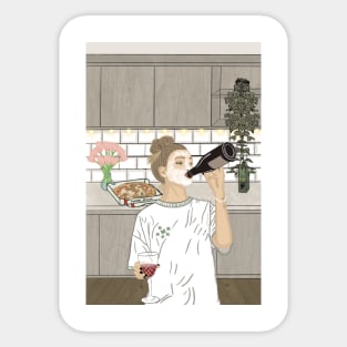 Wine drinker girl Sticker